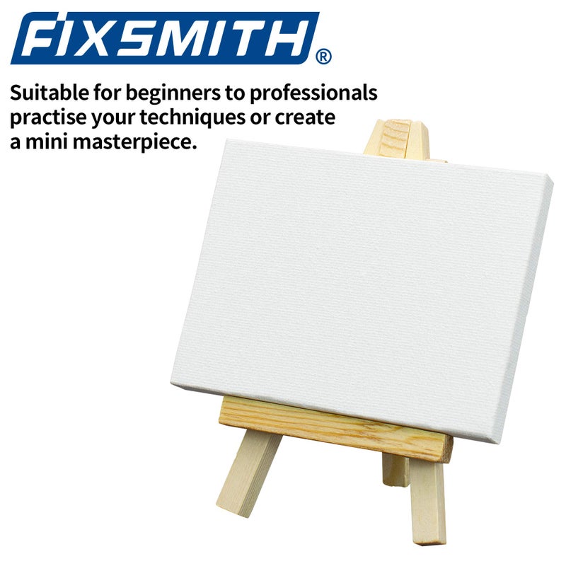 FIXSMITH 3x4 Inch Mini Stretched Canvas Easel Set- Bulk Pack of 12,Set Contains 12 Rectangle Canvases &12 Mini Easels,Small White Art Canvases & Wood Easels for Painting Craft Drawing Decoration - Image 2